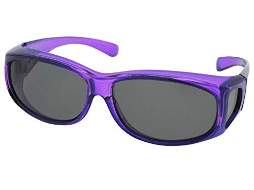 Kids Junior Size Ages 10 to 15 Years Old Fit Over Sunglass FJ3 (Crystal Purple Frame Gray Lens)