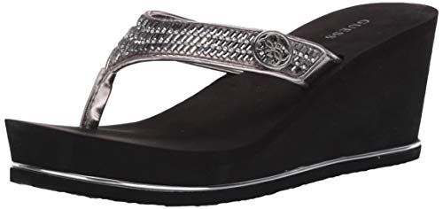 Guess Women's Sarraly4 Wedge Sandal, Pewter 179, 8