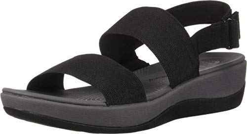 Clarks womens Arla Jacory Wedge Sandal, Black Solid, 8 US
