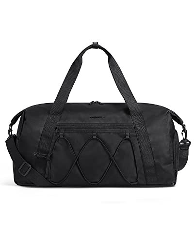BAGSMART Gym Bag for Men Women, Sports Travel Duffel Bag With Shoe Compartment & Wet Pocket, Carry On Bag Weekender Overnight Bag, Water Resistant Sports Gym Tote Bags Swimming Yoga, Black