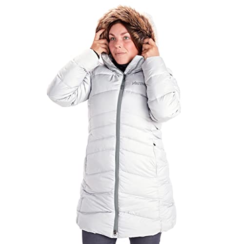 MARMOT Women's Montreal Mid-Thigh Length Down Puffer Coat, Glacier Grey, Medium