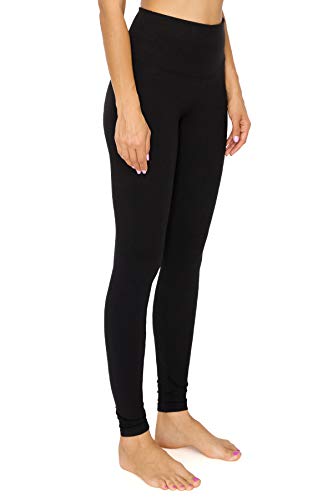 Leggings Depot Womens ActiveFlex 5' Waistband High Waisted Active Leggings Pants (Black, Medium)