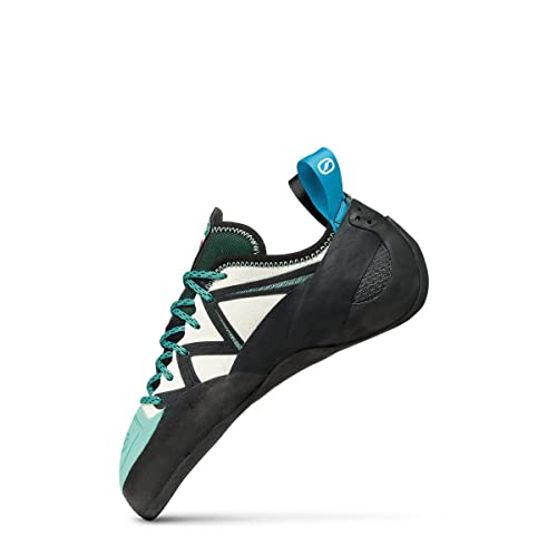 SCARPA Women's Vapor Lace Rock Climbing Shoes for Sport Climbing and Bouldering - Low-Volume, Women's Specific Fit - Dust Gray/Aqua - 5 Women