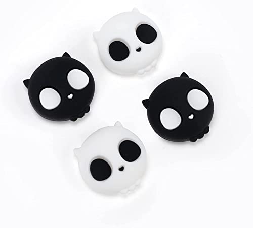 GeekShare Cute Halloween Silicone Skull Joycon Thumb Grip Caps, Joystick Cover Compatible with Steam Deck Only,4PCS (White & Black)