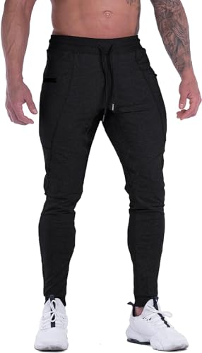 MAIKANONG Mens Slim Fit Joggers Tapered Sweatpants for Gym Running Athletic Casual Black