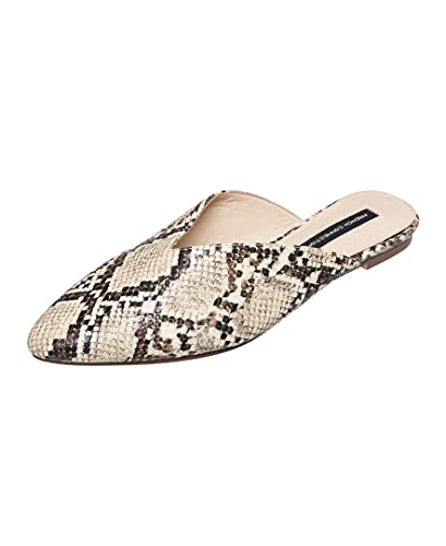 French Connection Flat Mules for Women, Pointed Toe, Snake, 10