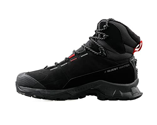 Salomon Unisex Quest Thinsulate CLIMASALOMON Waterproof Winter Boots Snow, Black/Goji Berry/Monument, 6 US Men