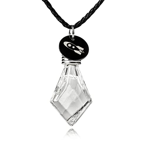 Storm Glass Weather Necklace Vintage Crystal Jewelry Weather Predicting Water Drop Barometer Thermometer (White)