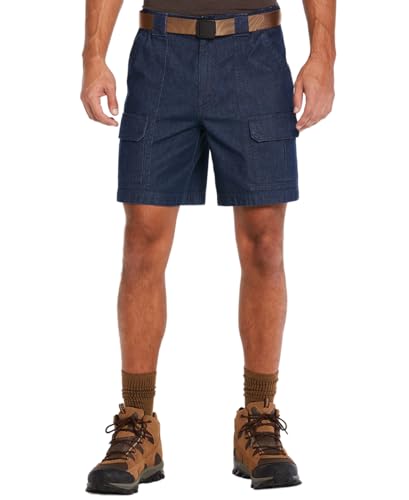 Savane Men's 8” Stretch Hiking Cargo Shorts With Comfort Waistband, Sun Protection, Lightweight (Waist Size 32 - 60 Big & Tall) , Denim, 36