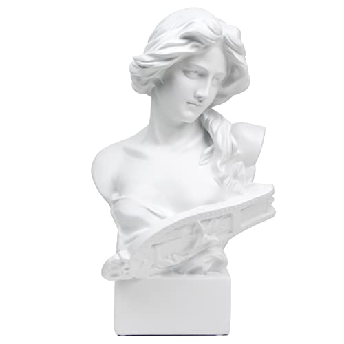 Norrclp Greek Statue of Musical Goddess, Classic Roman Head Bust Greek Mythology Sculpture for Living Room Home Shelf Decor (Goddess-11.8in)