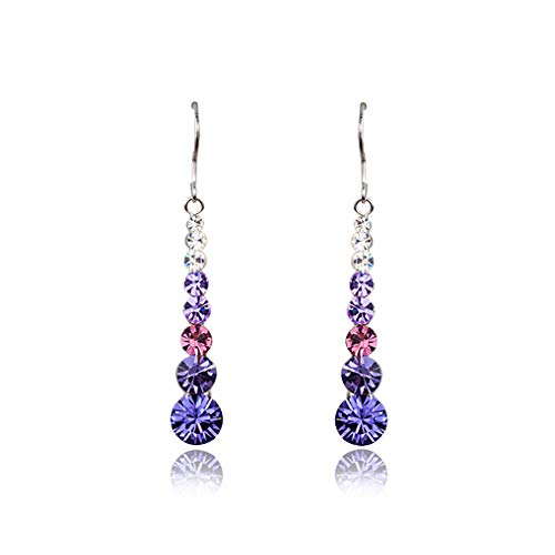 Crystal Earrings for Women - Sparkly Earrings - Pink Purple Earrings - Multi Color Earrings for Girls - Purple Crystal Earrings - Mall of Style (Fantasy Purple)