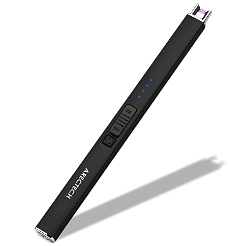 ARECTECH Electric Lighter Rechargeable Type-C USB Lighter Plasma Arc Lighters for Candle Camping Kitchen Black