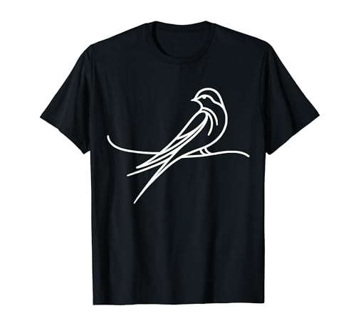 Line Art Bird Ornithologist Barn Swallow T-Shirt