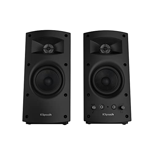 Klipsch ProMedia 2.0 Multimedia Compact Computer Speaker System Compatible for Any Laptop, Desktop, or Mobile Device for Premium Home Office, Workstation, or Gaming System,Black