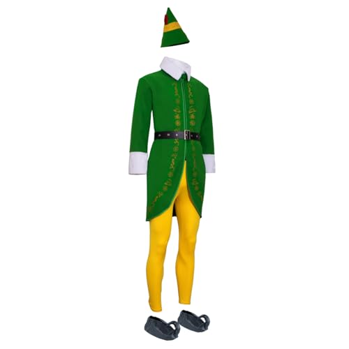 Hladce Elf Costume Men Halloween Christmas Cosplay Full Set Costumes for Adults & Kids(L)
