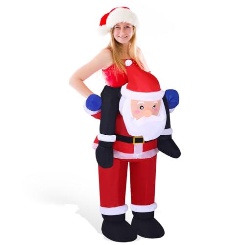 Jenaai Christmas Inflatable Costume for Adults Men Women Xmas Funny Riding Costume Inflatable Suit (Santa Claus)