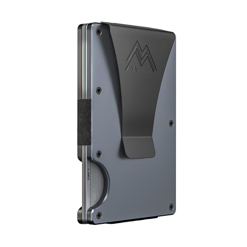 Mountain Voyage Minimalist Wallet for Men - Slim RFID Wallet I Scratch Resistant, Gunmetal Titanium Credit Card Holder & Money Clip, Easily Removable Money & Cards, Mens Wallets