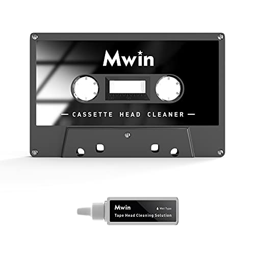 Mwin Audio Cassette Head Cleaner Tape w/ 1 Cleaning Fluids Care Wet Maintenance Kit, Cleaner for Cassette Tape Player/Boombox/Deck/Recorder