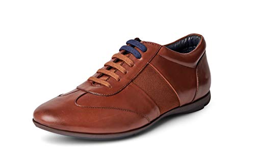 Carlos by Carlos Santana Men's Casual and Fashion Sneakers, Walnut Calfskin Leather, 9