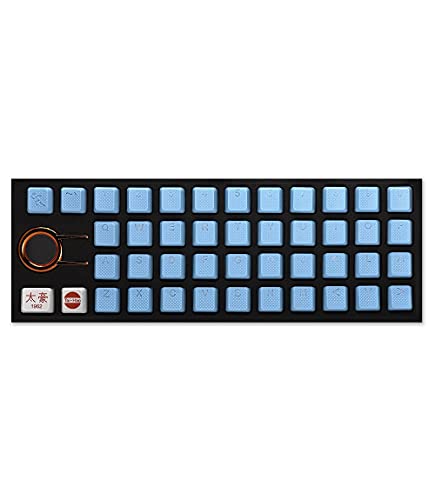 TAI-HAO 42 Rubber Gaming Keycaps Compatible with All MX Types Keyboards - Neon Blue