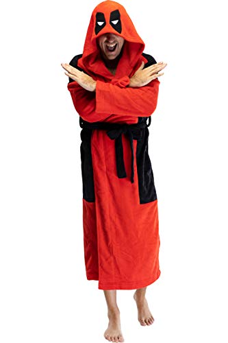 INTIMO Marvel Deadpool Adult Men's Embroidered Costume Fleece Robe Bathrobe - Big And Tall