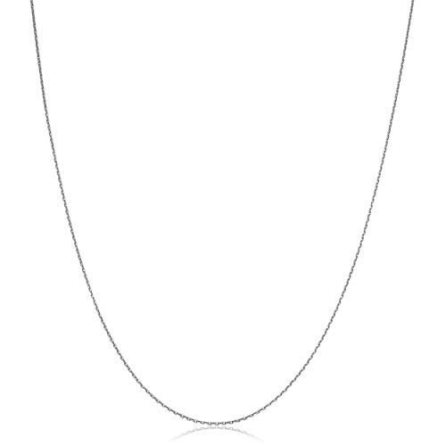 Kooljewelry 10k White Gold Diamond-cut Cable Chain Necklace (0.6 mm, 16 inch)