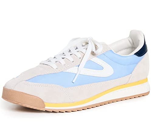 TRETORN Women's Rawlins Casual Lace-Up Sneakers, Light Taupe/Blue/Yellow, 9