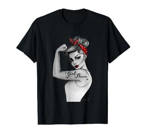 Girl Power modern Rosie Pin up Retro Art by Anne Cha Womens T-Shirt