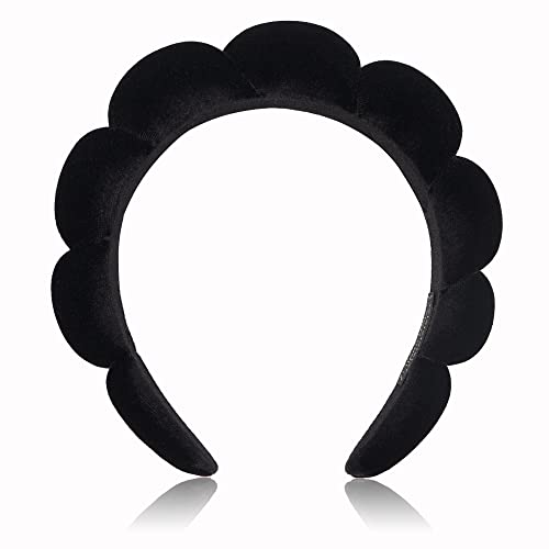 Ayesha Spa Headband for Women Sponge Headband for Washing Face Clouds Soft Hairband Makeup Headbands for Women Girls Shower Makeup Skincare (Black)
