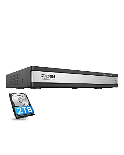 ZOSI 1080p Lite 16 Channel Security DVR Recorder with AI Human Vehicle Detection, H.265+ Hybrid 4-in-1(Analog/AHD/TVI/CVI) CCTV DVR for Security Camera, Remote Control, Email Alarm, 2TB Hard Drive