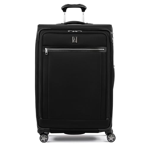 Travelpro Platinum Elite Softside Expandable Checked Luggage, 8 Wheel Spinner Large Suitcase, TSA Lock, Men and Women, Shadow Black, Checked Large 29-Inch