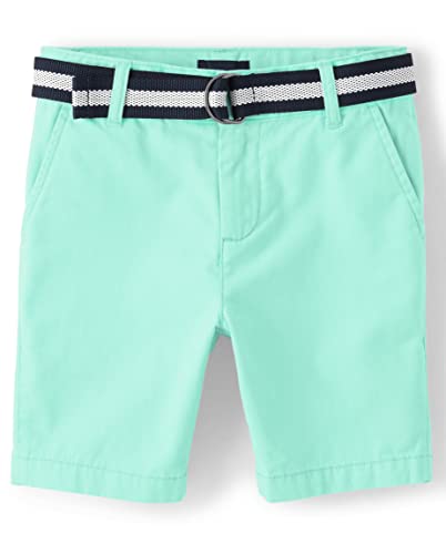 The Children's Place Boys' Belted Chino Shorts, Mellow Aqua, 8
