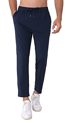 AbleTree Mens Athletic Track Pants 27' Lightweight Sweatpants Quick Dry Workout Joggers Casual Lounge Straight Pants with Pockets Navy
