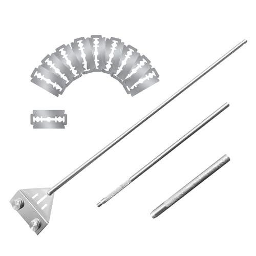 Kirecoo Algae Scraper for Glass Aquariums, 25.6' Fish Tank Cleaner, Stainless Steel Aquarium Glass Algae Scraper for Fish Tank with 10 Blades, Aquarium Cleaning Tools, Fish Tank Accessories