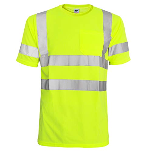 L&M Hi Vis T Shirt ANSI Class 3 Reflective Safety Lime Short Sleeve HIGH Visibility (XL)