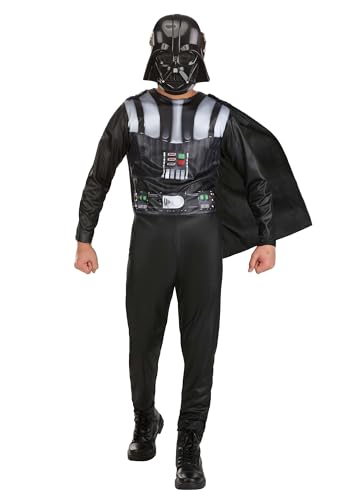 STAR WARS Darth Vader Official Youth Costume - Printed Jumpsuit with Cape and Plastic Mask