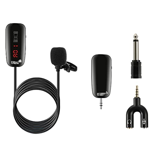N/A Lavalier Microphone Mini Lapel Recording Live Streaming Microphone 50UHF for Camcorder Smartphone Laptop 50m Range