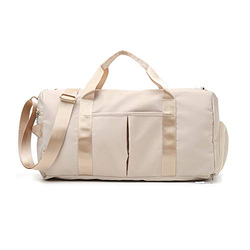 Sports Gym Bag With Shoe Bag Wet Bag Duffle Bag Waterproof Travel Bag for Women Cute Gym Bag Beige 29L