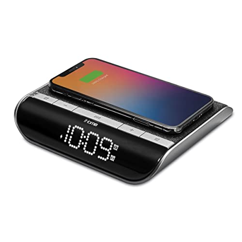 iHome Wireless Charger with Alarm Clock and USB Charger, Digital Clock with iPhone Charger and Samsung Charger for Apple and Samsung Devices