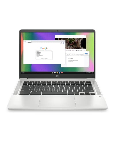 HP Chromebook 14 Laptop, Intel Celeron N4120, 4 GB RAM, 64 GB eMMC, 14' HD Display, Chrome OS, Thin Design, 4K Graphics, Long Battery Life, Ash Gray Keyboard (14a-na0226nr, 2022, Mineral Silver)
