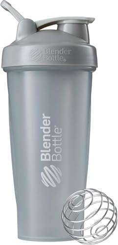 BlenderBottle Classic Shaker Bottle Perfect for Protein Shakes and Pre Workout, 28-Ounce, Pebble Grey