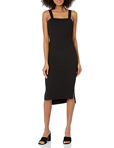 The Drop Women's Amelia Square Neck Strappy Bodycon Midi Tank Dress Dress, Black, M