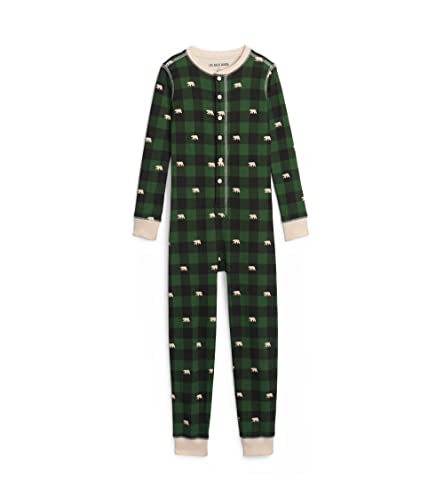 Little Blue House by Hatley Kids' Union Suit, Forest Green Plaid, 10 Years