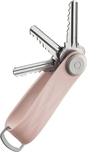 Orbitkey Active Rubber Key Organizer | Weather Resistant, Stainless Steel Locking Mechanism, Slim & Quiet Profile | Holds up to 7 Keys, Dusty Pink