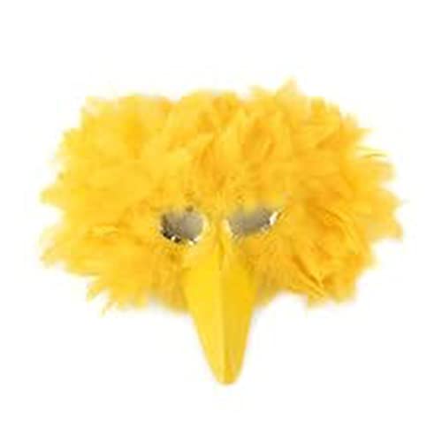 ZUCKER - Feather Bird Mask - Golden Yellow Turkey Feathers Bird Mask for Halloween, Carnival, Costumes, Parade, Dance
