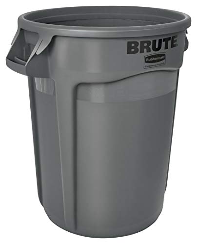 Rubbermaid Commercial Products BRUTE Heavy-Duty Trash/Garbage Can, 32-Gallon, Gray, Waste Container Home/Garage/Bathroom/Outdoor/Driveway