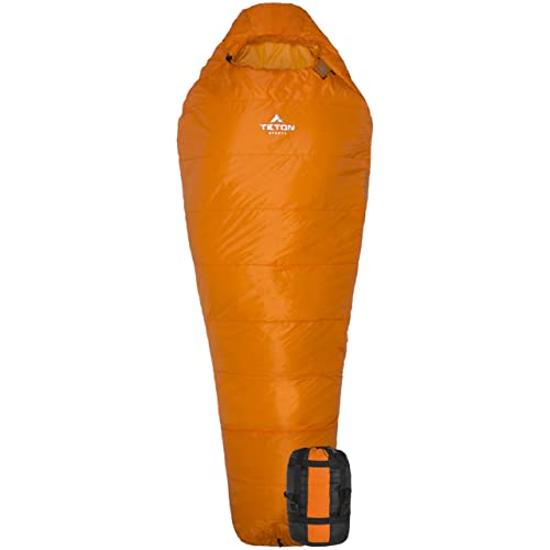 TETON Sports Altos-S 0F Ultralight Mummy Sleeping Bag for Camping, Hiking, Backpacking (Orange), 84 x 32 x 3'