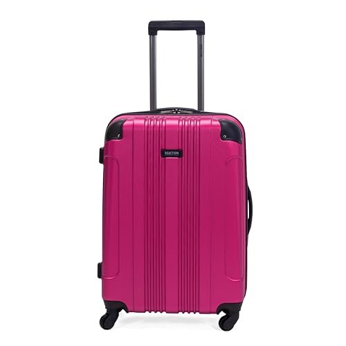 Kenneth Cole REACTION Out of Bounds Lightweight Hardshell 4-Wheel Spinner Luggage, Magenta, 24-Inch Checked