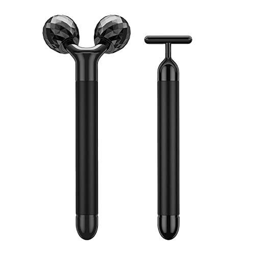 Beauty Bar 2-in-1 Electric Face Massager, 3D Roller and T Shape Arm Eye Nose Head Massager Facial Roller Massager Kit Skin Care Tools