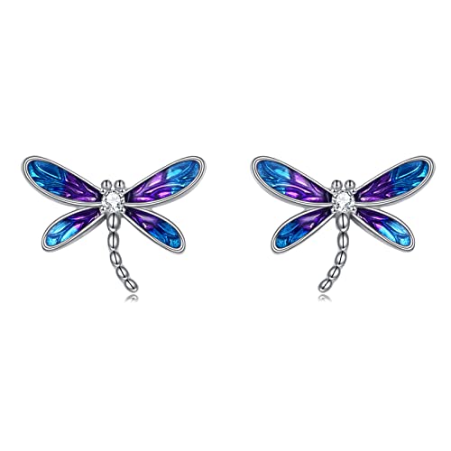 Dragonfly Earrings Christmas Gifts for Women Girls 925 Sterling Silver Dragonfly Stud Earrings Jewelry Gifts